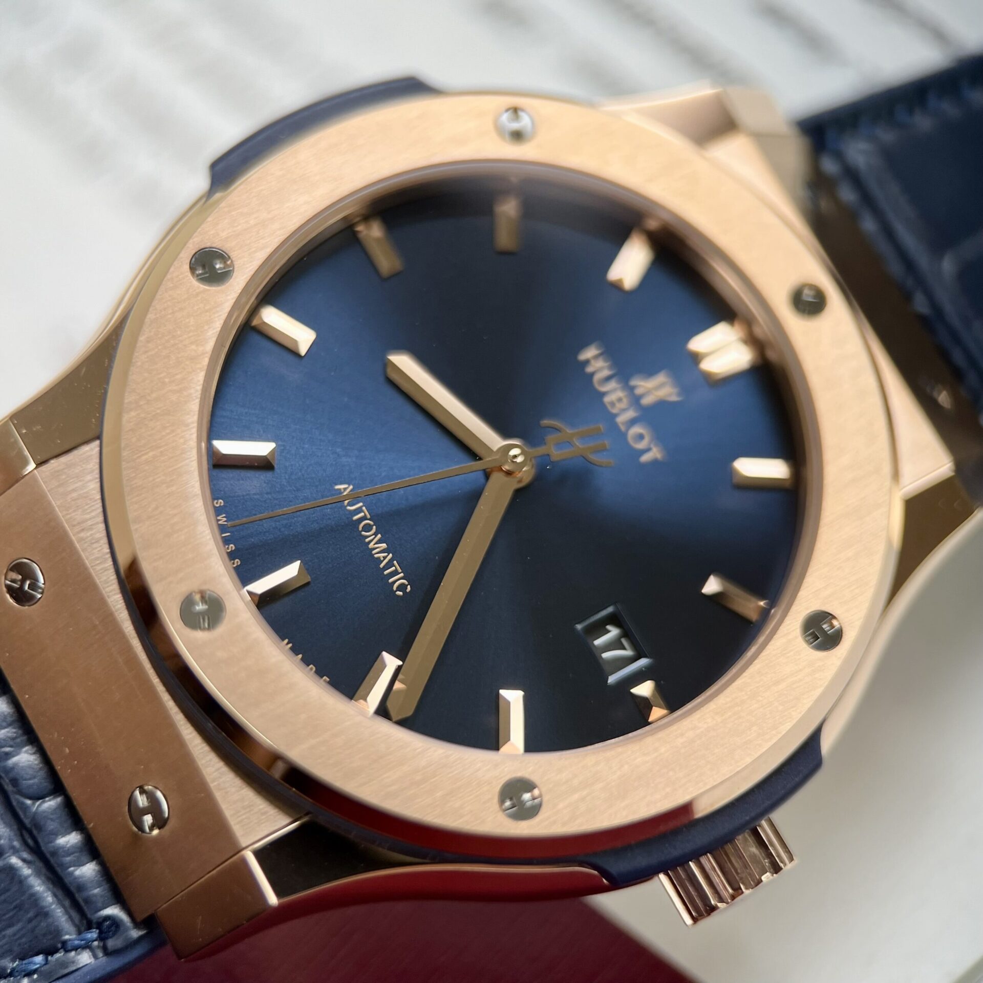 Hublot Replica Watch Classic Fusion King Gold Blue Dial JJF Factory 42mm - Image 4