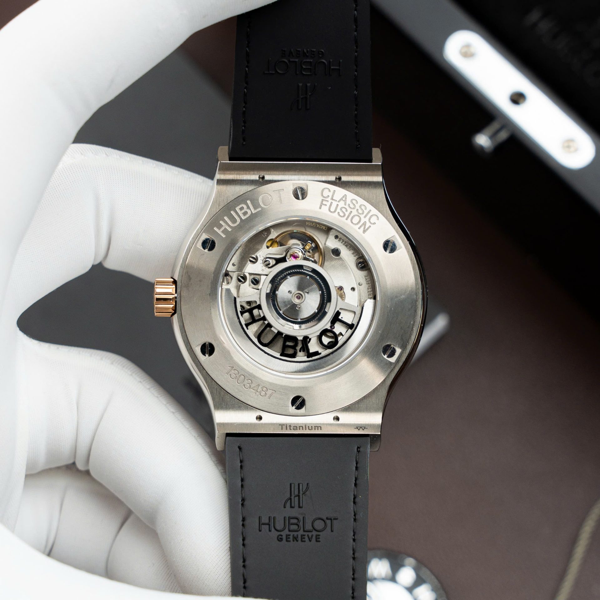 Hublot Classic Fusion Titanium King Gold Copies Watches Movement SW300 Crocodile Leather Strap 42mm - Image 8