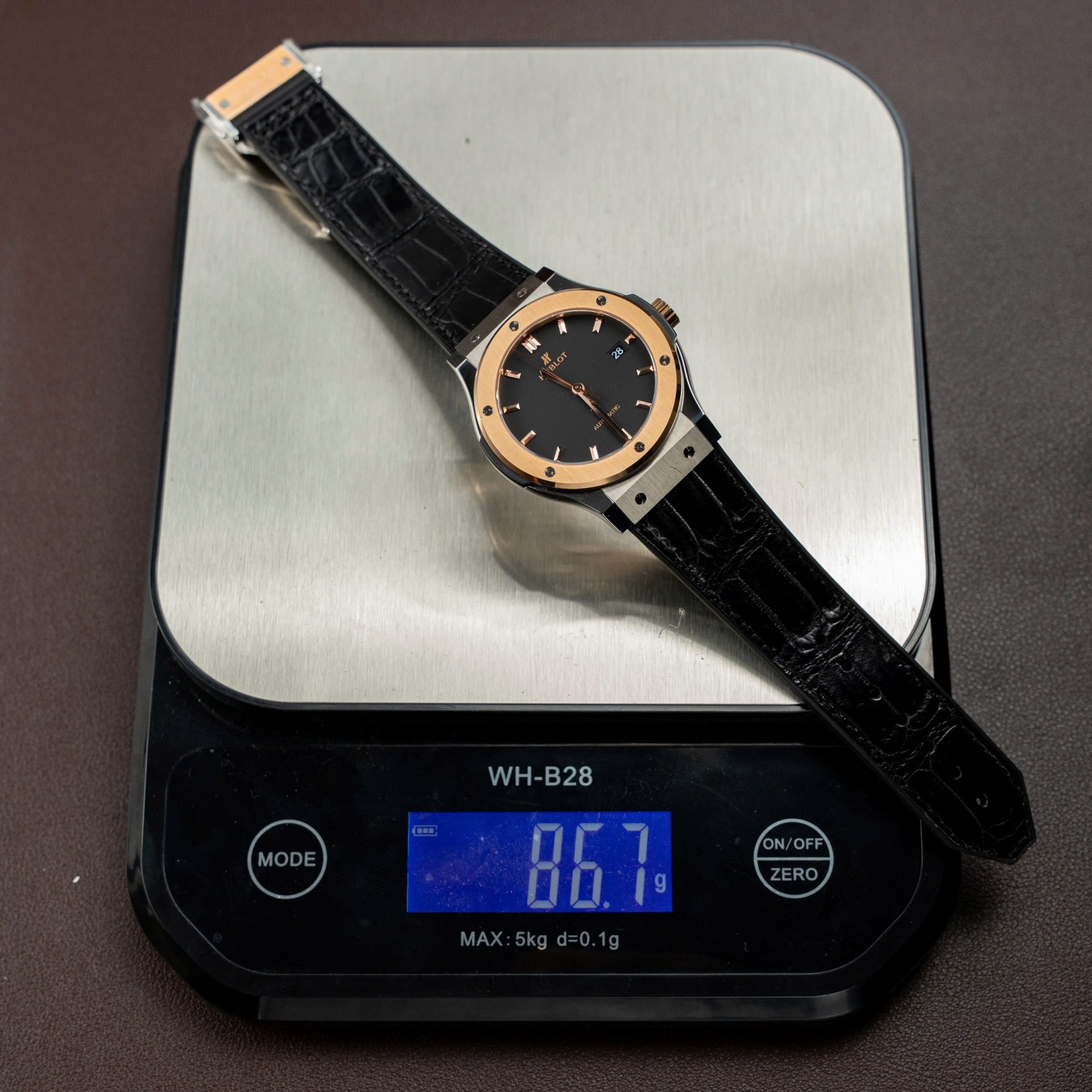 Hublot Classic Fusion Titanium King Gold Copies Watches Movement SW300 Crocodile Leather Strap 42mm - Image 2