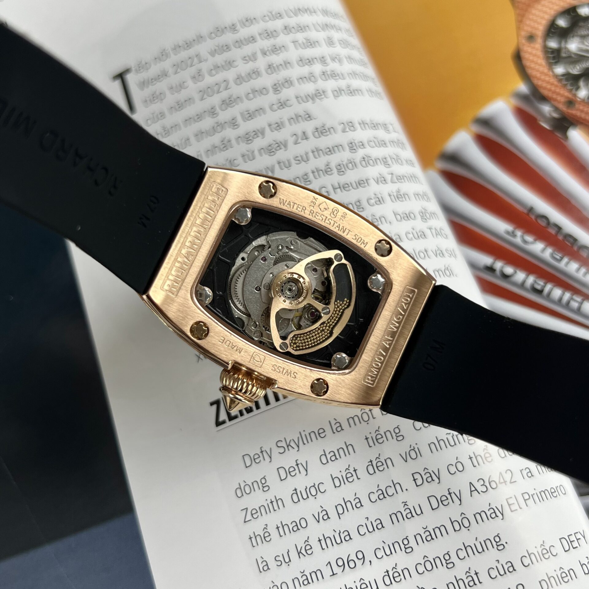Richard Mille RM007 Super Clone 1:1 Watch Rose Gold With Full Stone 36mm - Image 5