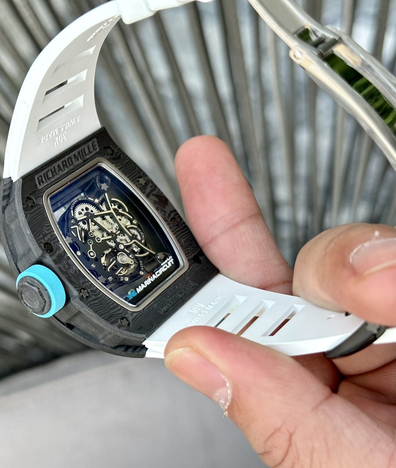 Richard Mille RM055 Super Clone Watch Full Carbon White Rubber Strap BBR 45mm - Image 4