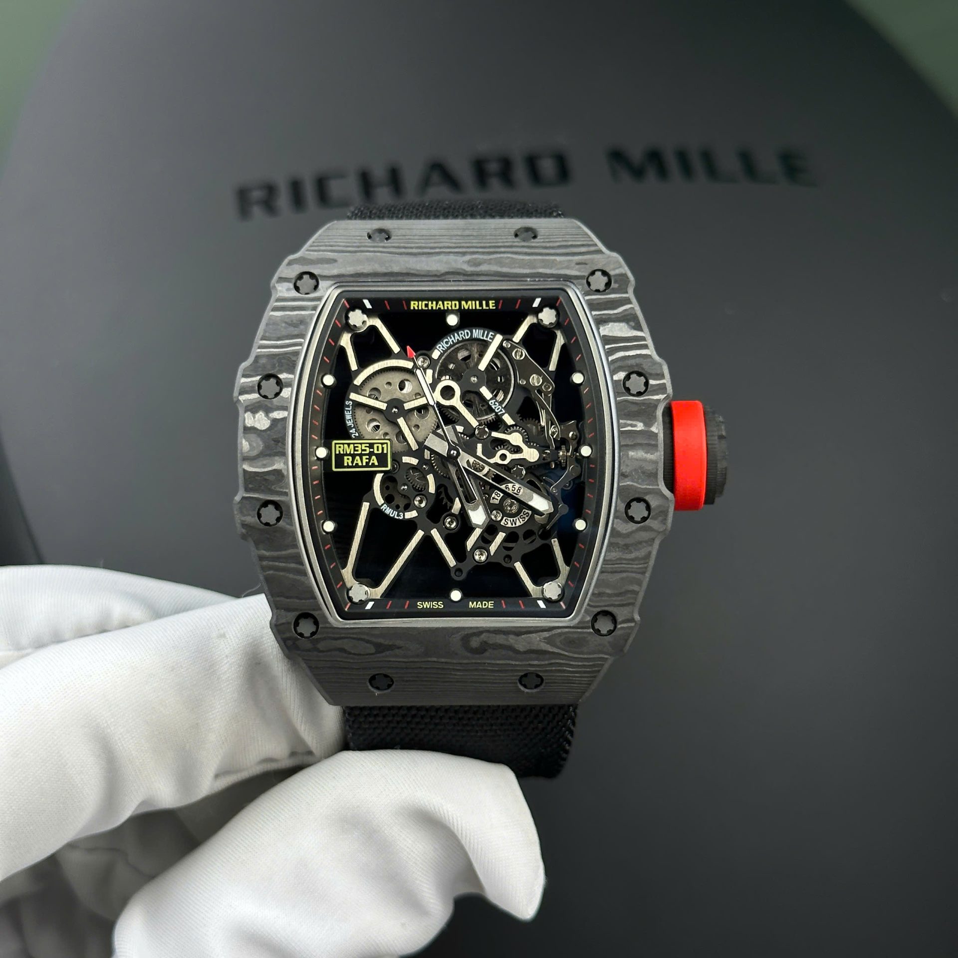 Richard Mille RM35-01 Replica Watch Carbon Case Fabric Nato StrapBBR Factory 44,5x50mm - Image 2