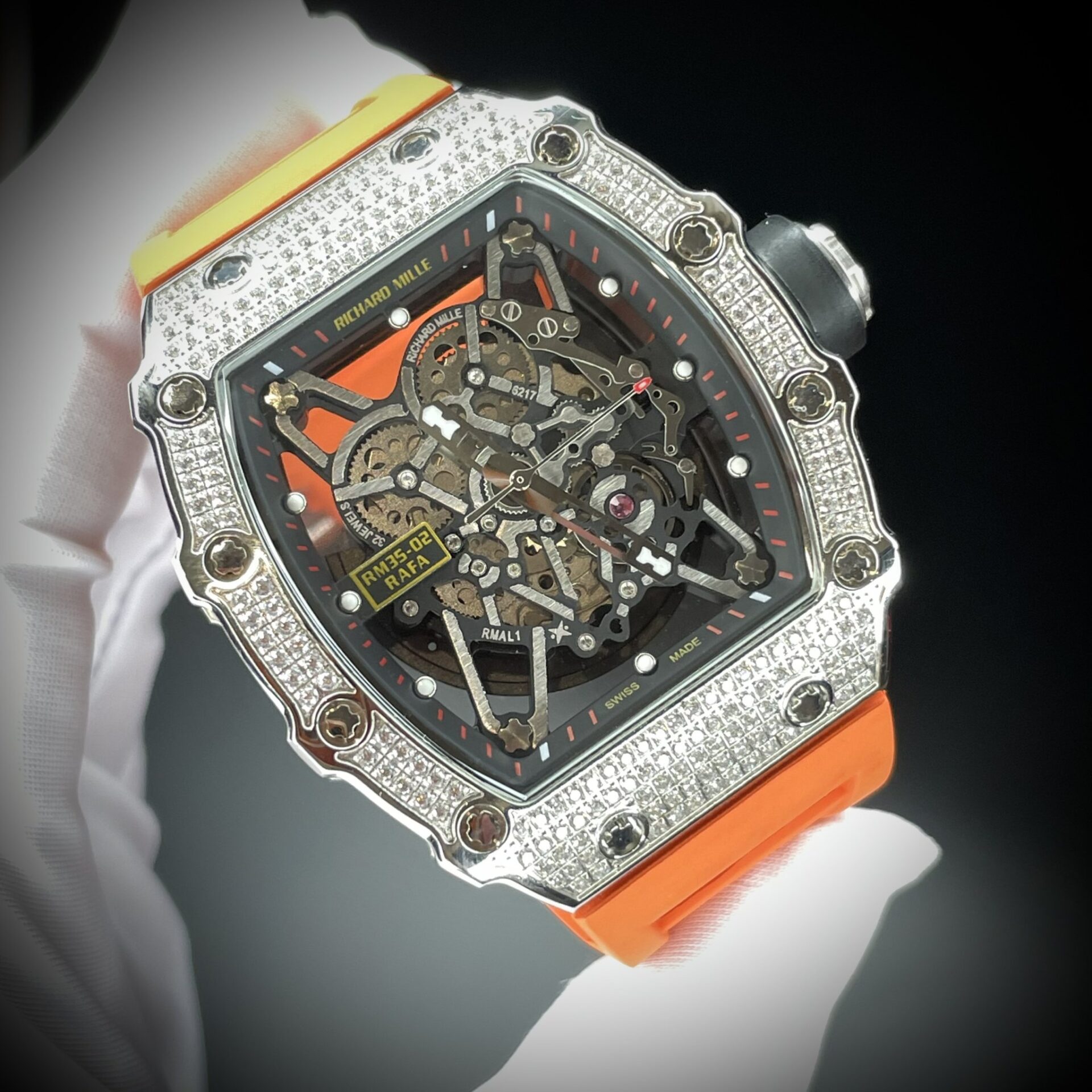 Richard Mille RM35-02 Fake Watch Orange Rubber Strap 44mm - Image 2