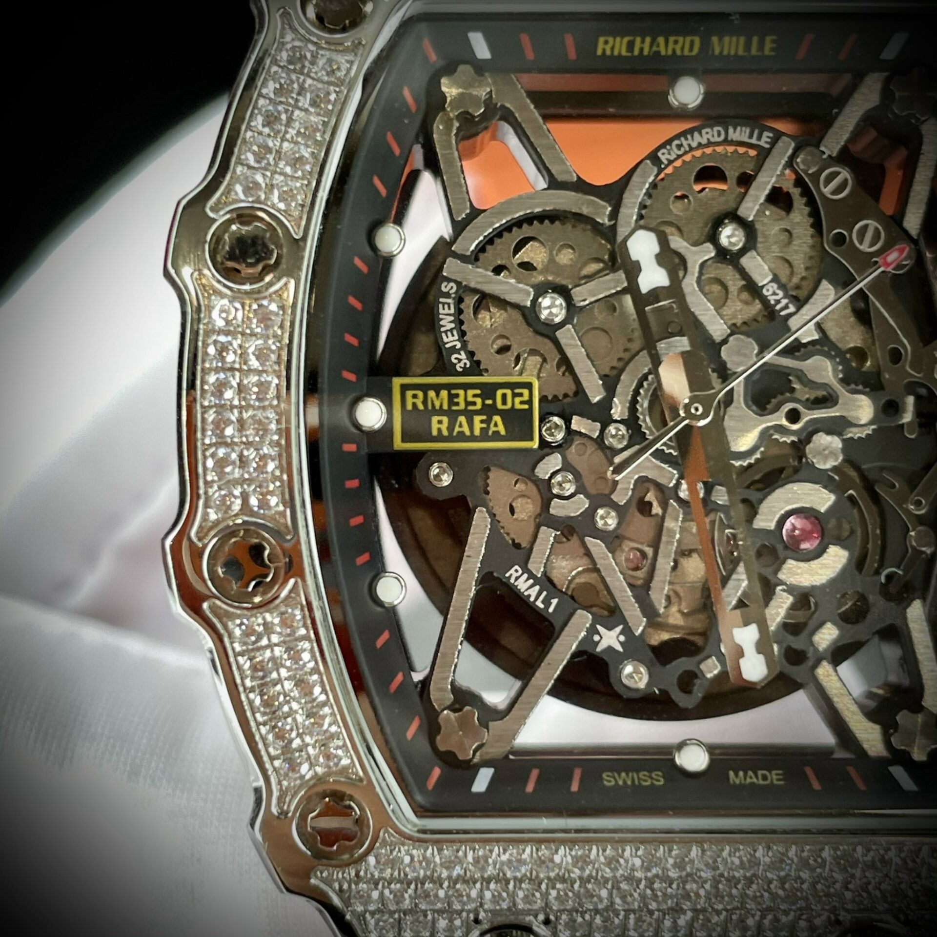 Richard Mille RM35-02 Fake Watch Orange Rubber Strap 44mm - Image 4