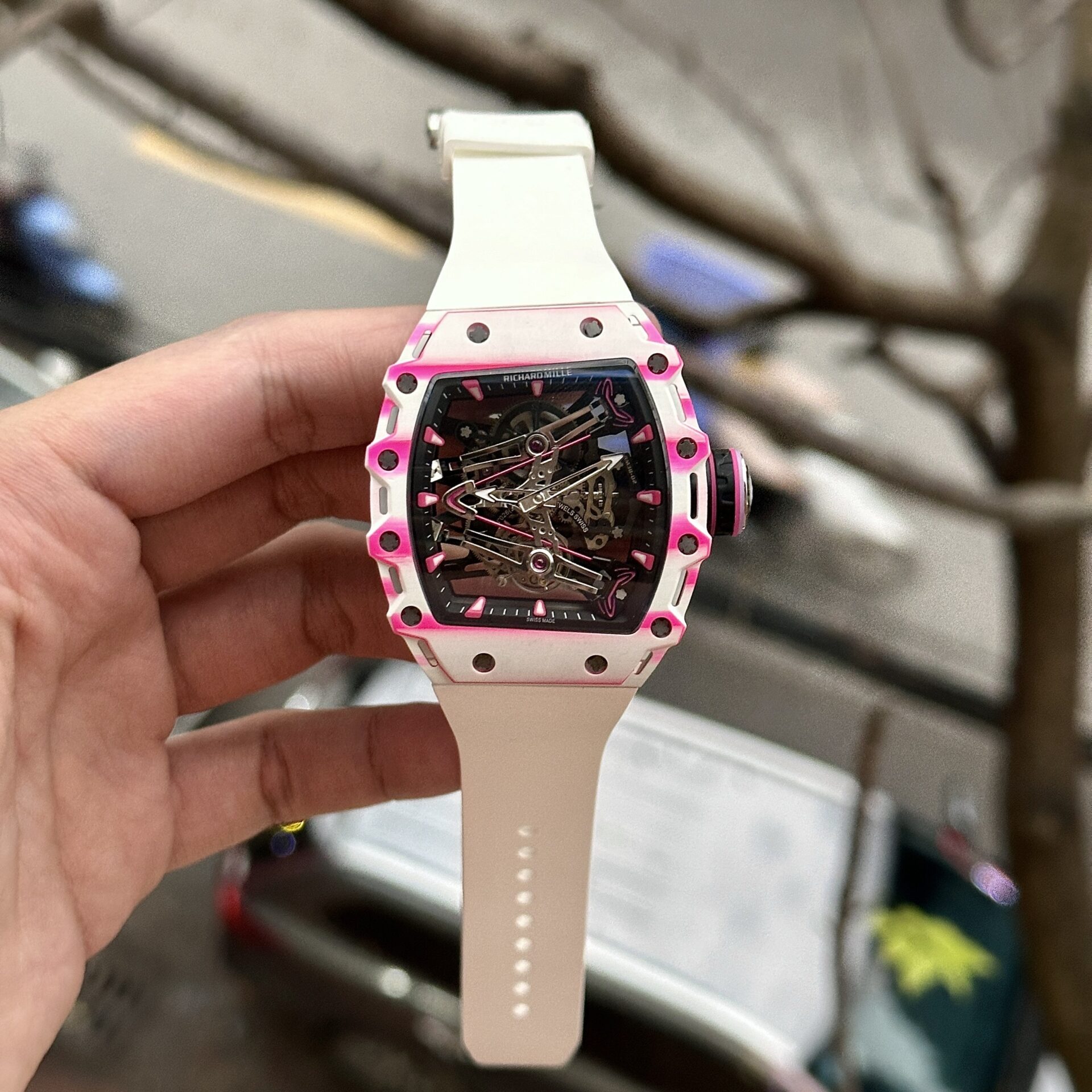 Richard Mille Super Clone Watch RM38-02 Tourbillon Rubber Strap 43.7mm