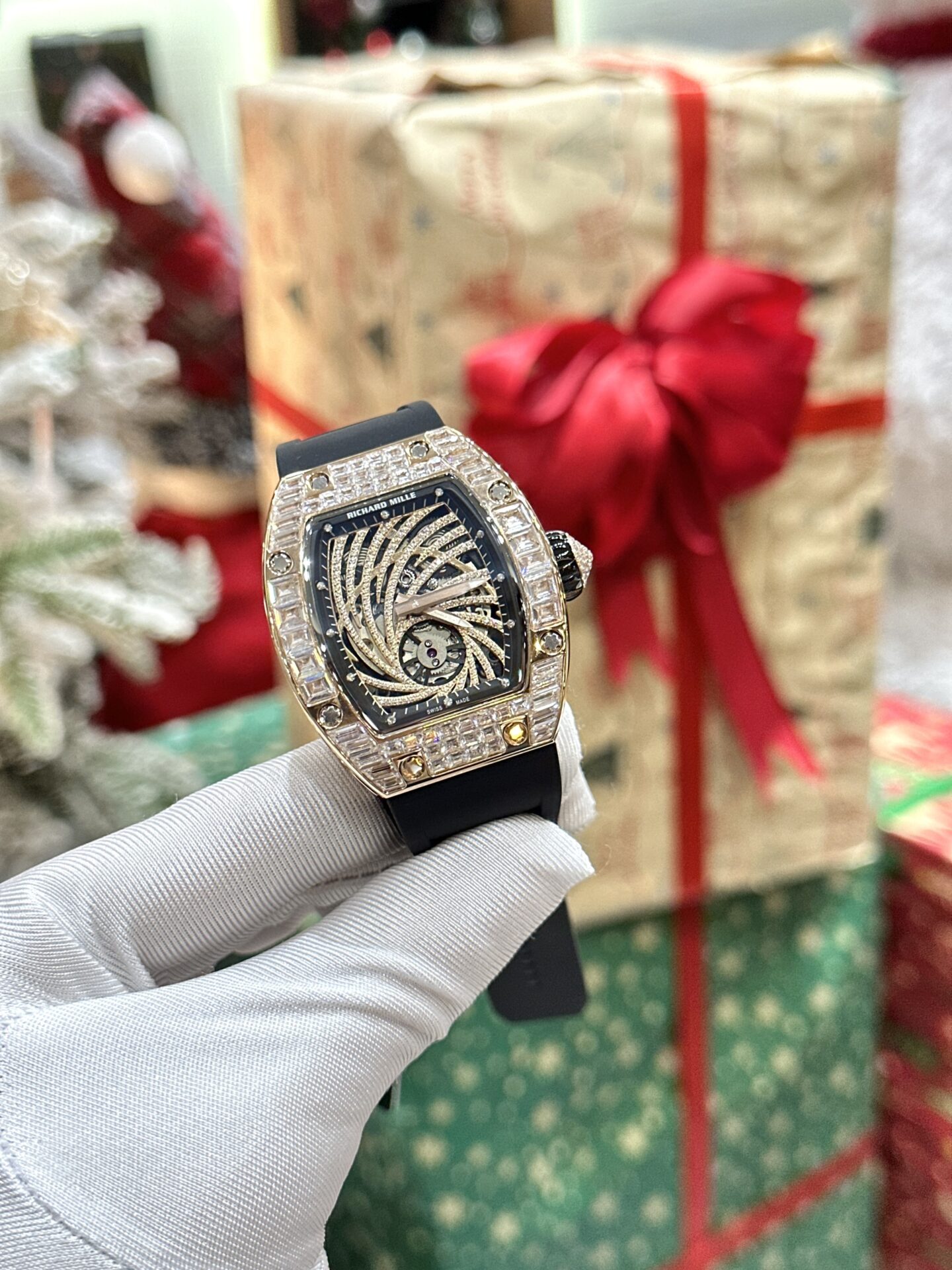Richard Mille Super Clone Watch RM51-02 Rose Gold Rubber Strap 40mm