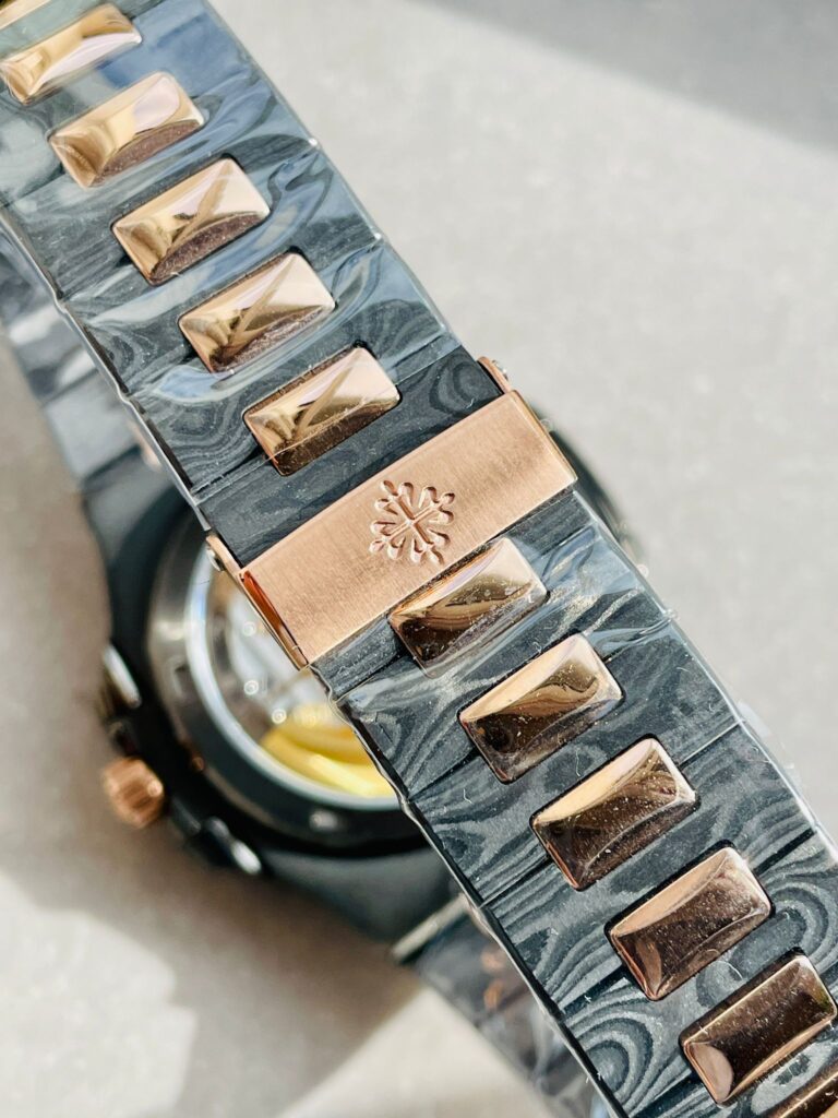 Patek Philippe Nautilus 5711 DIW Carbon DIWF 1:1 Best Edition Black Textured Dial on Carbon/RG Bracelet 324CS - Image 8