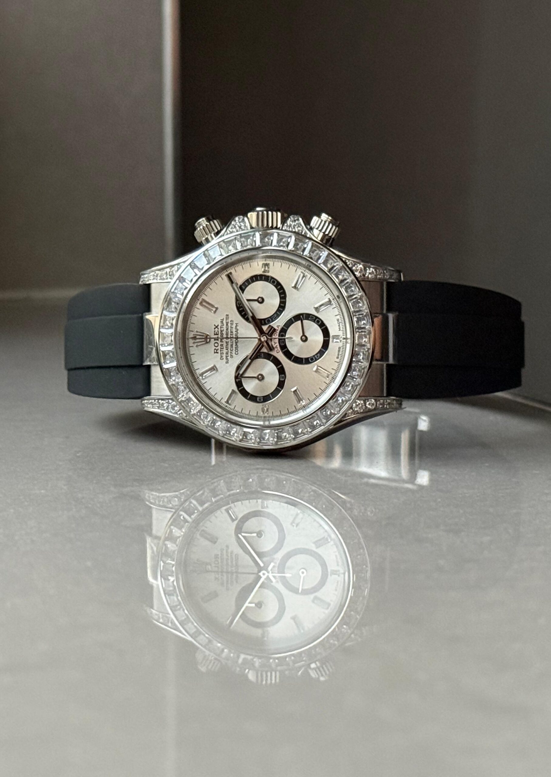 Rolex Daytona custom Daytona 4131 Moissanite Diamond Dial Oysterflex Bracelet - Image 6