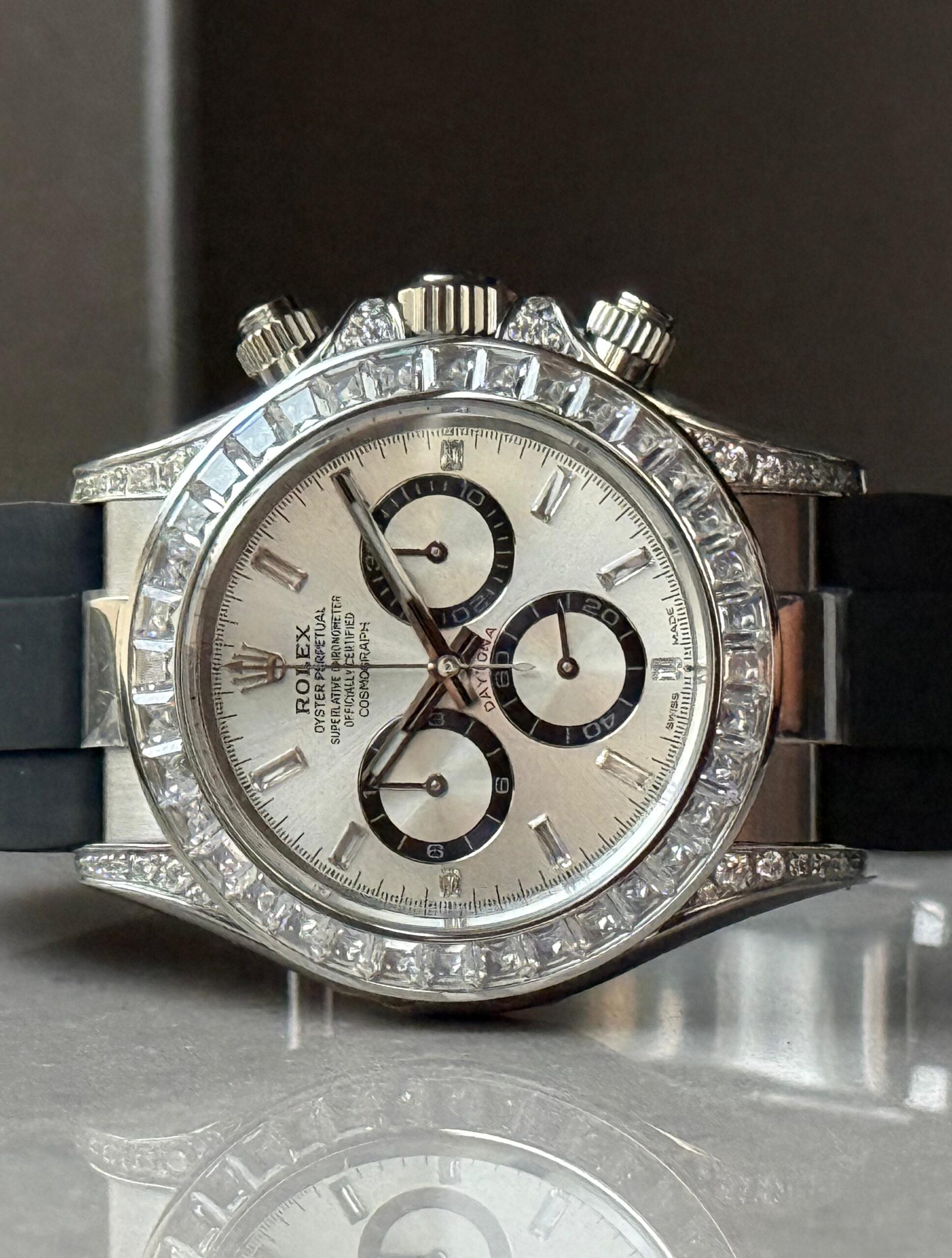 Rolex Daytona custom Daytona 4131 Moissanite Diamond Dial Oysterflex Bracelet - Image 4