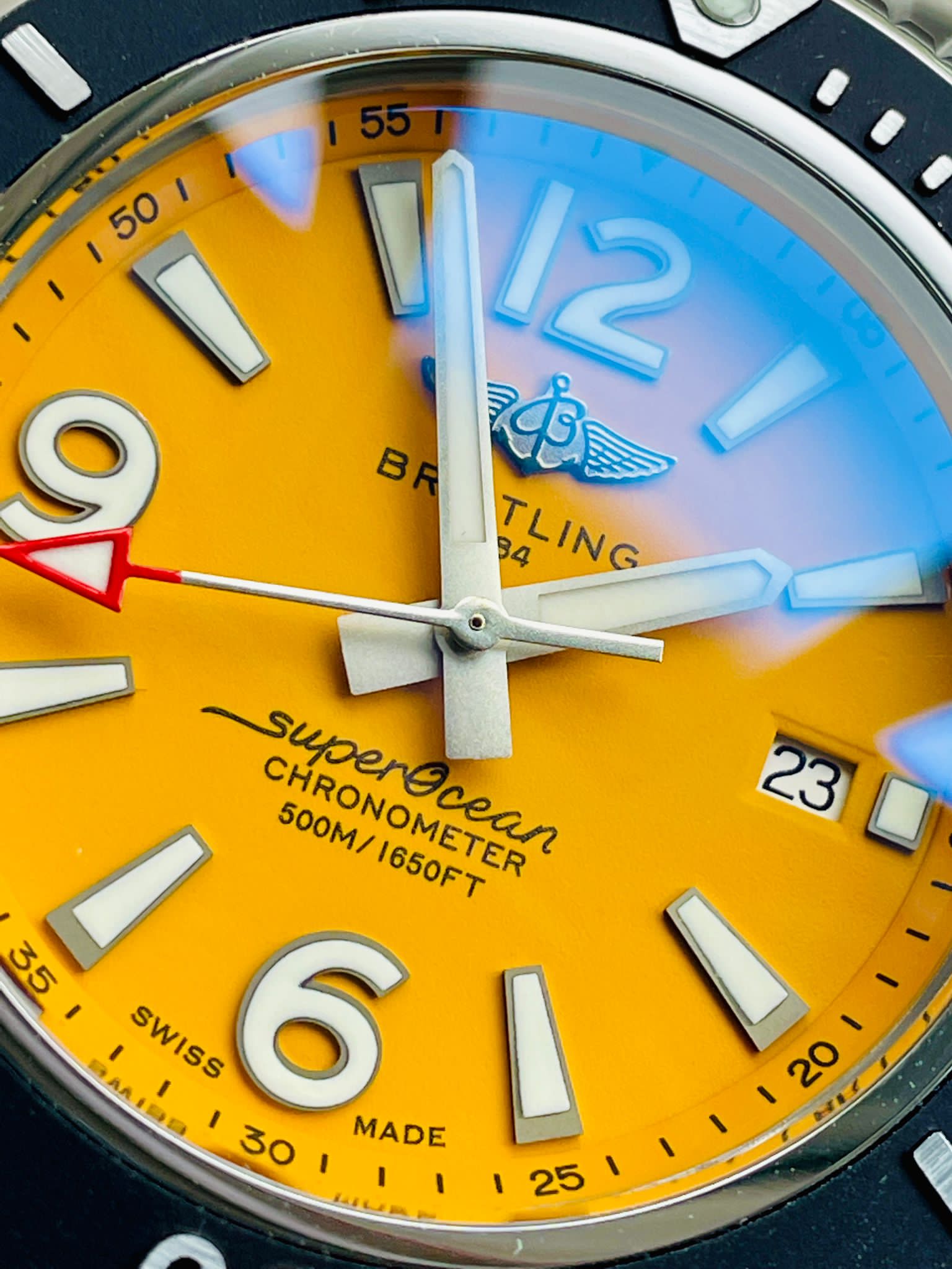 Breitling Superocean Automatic 44 TF 1:1 Best Edition Yellow Dial Black Bezel on SS Strap A2824 - Image 7