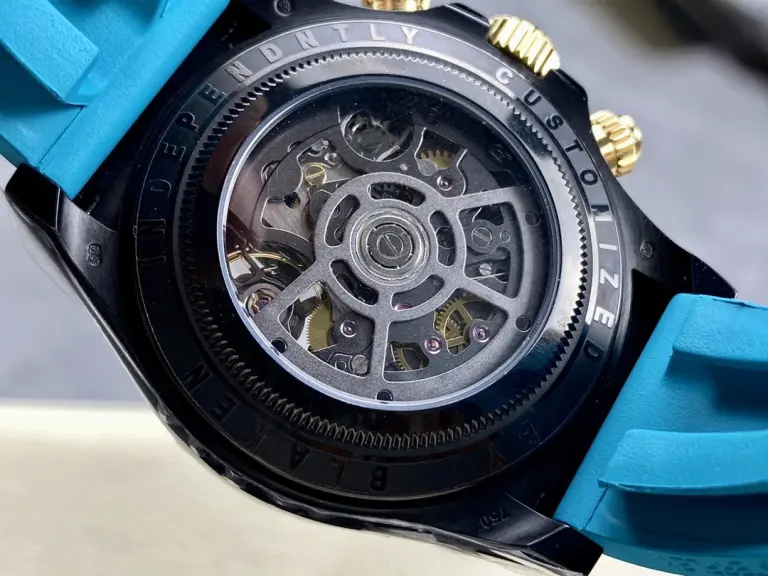 Rolex Daytona By Blaken Skeleton Dial Rubber Strap Cyan 40mm Super Clone - Image 7