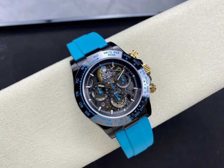 Rolex Daytona By Blaken Skeleton Dial Rubber Strap Cyan 40mm Super Clone - Image 2