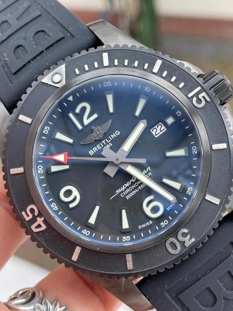 Breitling Superocean Automatic 44 TF 1:1 Best Edition Black Dial Black Bezel on Black Rubber Strap A2824 - Image 4