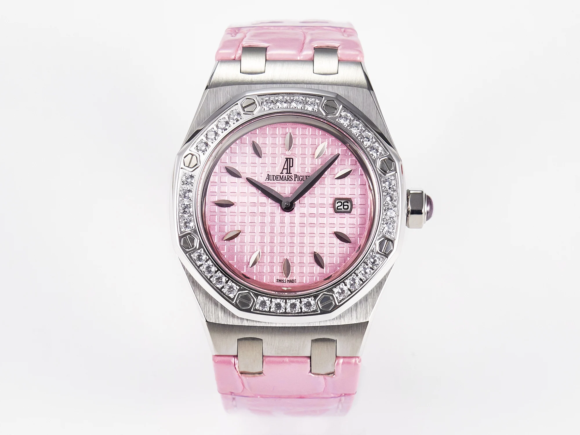 Royal Oak Offshore 33mm SS DRF Best Edition Pink Dial Diamonds Bezel