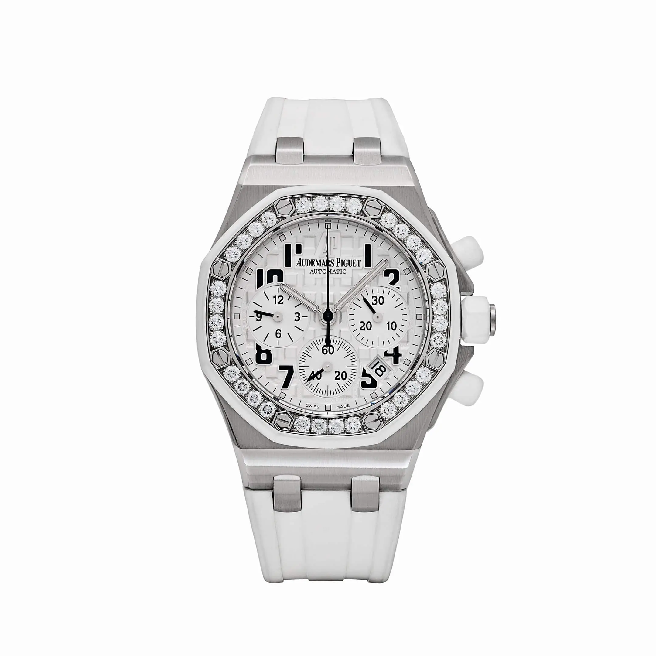 Royal Oak Offshore Stainless Steel White Dial Diamond Bezel