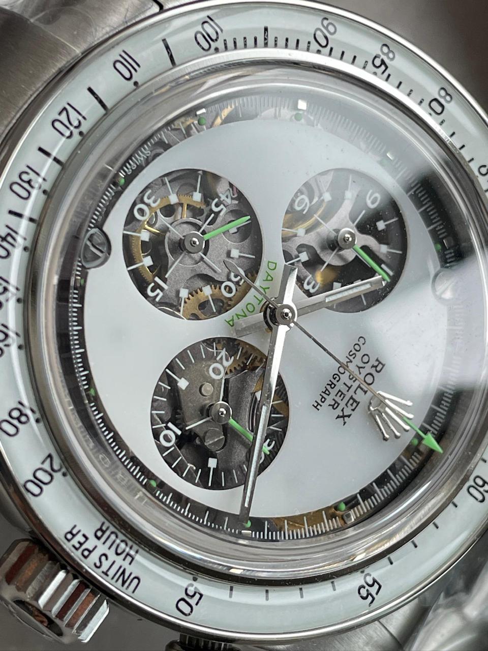 Daytona SS ADGF Best Edition White Skeleton Dial on SS Bracelet SA4130 - Image 2
